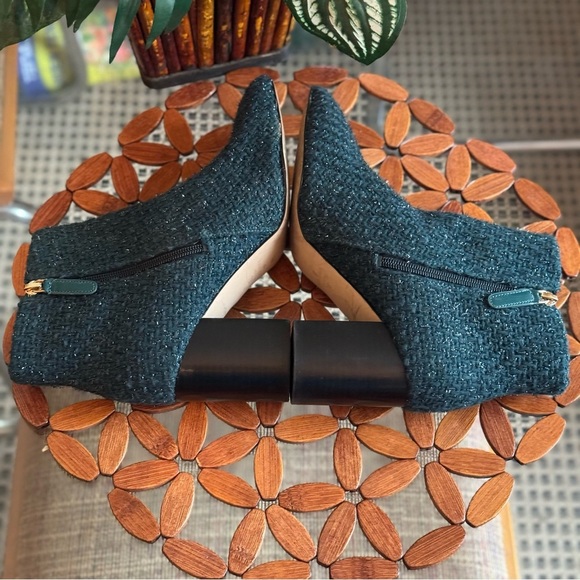 Kate Spade Peacock Green Tweed Giselle Booties